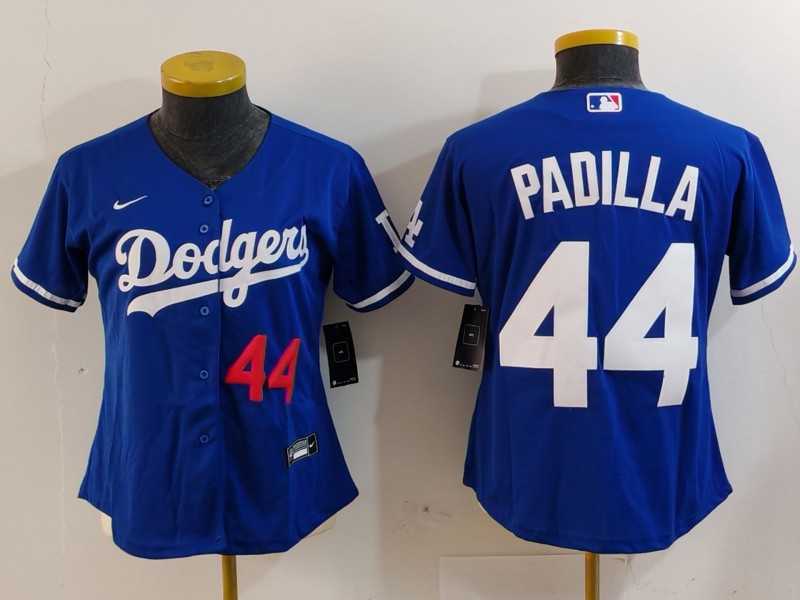 Women%27s Los Angeles Dodgers #44 Vicente Padilla Number Blue Cool Base Stitched Jersey